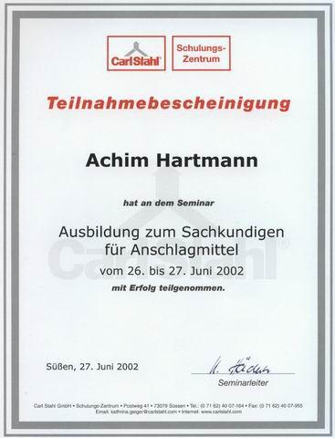 Sachkundigenausbildung für Anschlagmittel